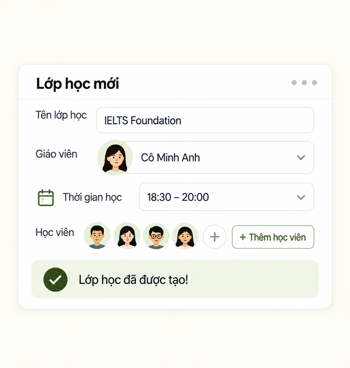 Giao diện tạo lớp học mới trên TID LMS