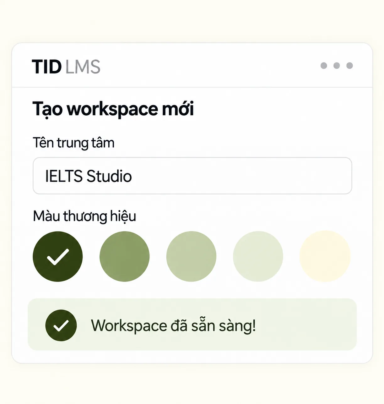 Giao diện tạo workspace mới trên TID LMS